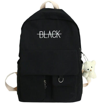 Kylethomasw New Student Women Cute Backpack Harajuku Cotton Fabric Female Fashion School Bag Girl Luxury Book Kawaii Backpack Lady Bag Black